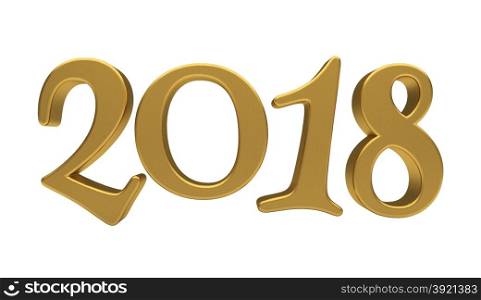 New 2018 Year 3d text on white background