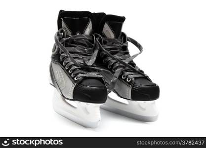 new and modern black skates on white background
