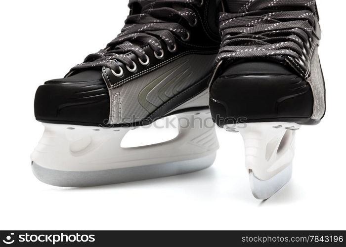 new and modern black skates on white background