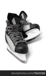 new and modern black skates on white background