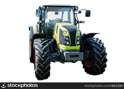 New and modern green agricultural generic tractor isolated on white background