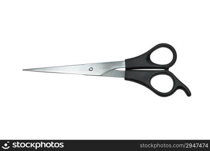 New and modern scissors on a white background