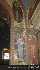 New Aphon monastery. Abkhazia. Apostle Simon. Icon on the wall