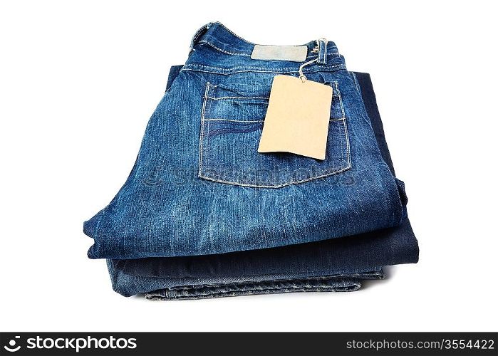 new blue jeans isolated on white background