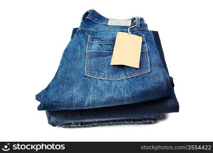 new blue jeans isolated on white background