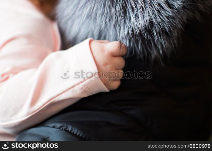 New born baby. Mother And Newborn Kid. Child Hand