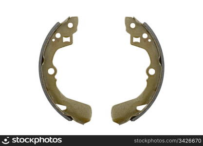 New brake pads drum brake, isolated on a white background