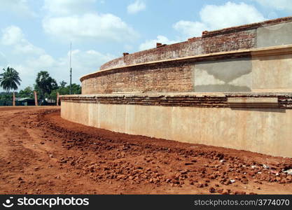 New brick stupa and red soil in Anuradhapura, Sri Lanka