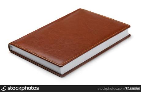 New brown leather notebook isolated on white