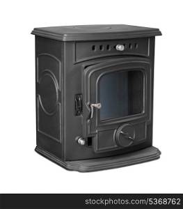 New cast iron wood stove isolated on white