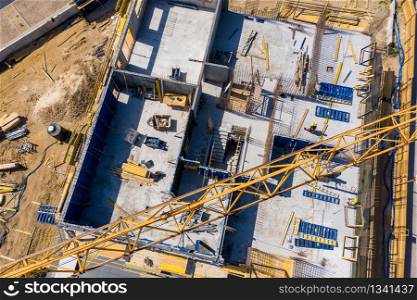 New construction of a house Framed New Construction of a House Building a new house from the ground up. Aerial