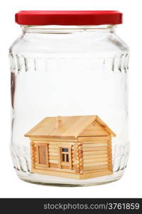 new country house in closed glass jar