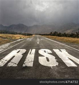 New direction for your business. Asphalt road with business conceptual word drawn with white paint