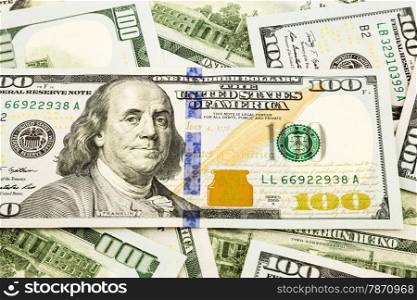 new edition 100 dollar banknotes, money and currency for invesment and insurance concept