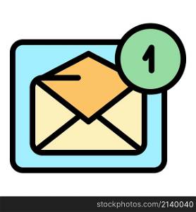 New email icon. Outline new email vector icon color flat isolated. New email icon color outline vector