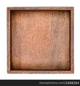New empty square wooden box isolated on white background.