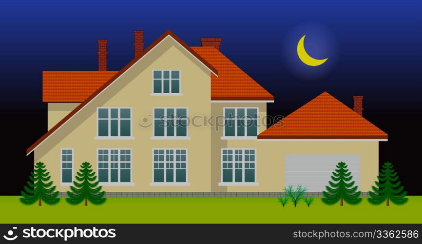 New family house in the night. See day version in my portfolio