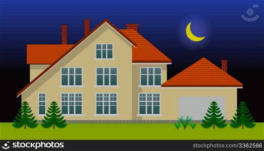 New family house in the night. See day version in my portfolio