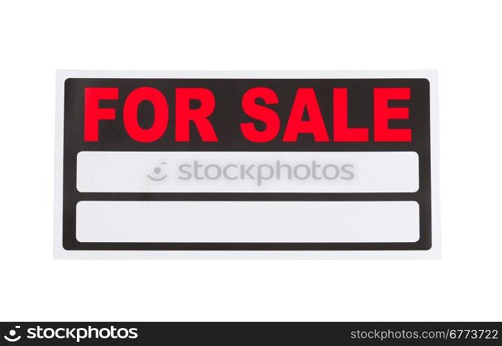 New for sale sign, ready for use, isolated on white