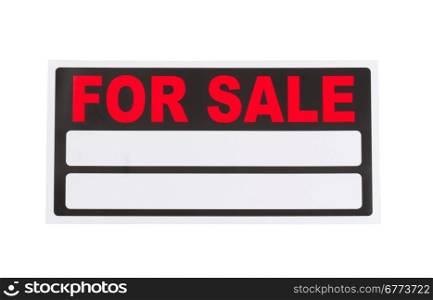 New for sale sign, ready for use, isolated on white