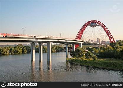 New guyed bridge on Moscow river