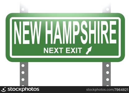 New Hampshire green sign board isolated image with hi-res rendered artwork that could be used for any graphic design.