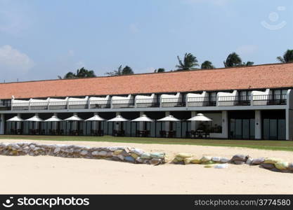 New hotel on the sand beach Bentota, Sri Lanka