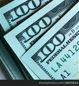 New hundred dollar bills close-up