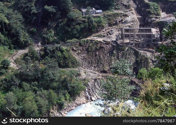 New hydro power station in mountain in Nepal