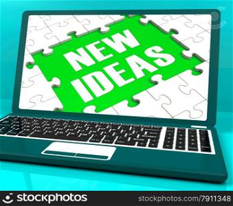. New Ideas On Laptop Showing Innovative Ideas And Creativity