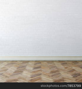 New Interior With White Wall And Classic Parquet