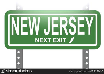 New Jersey green sign board isolated image with hi-res rendered artwork that could be used for any graphic design.