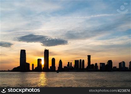 New Jersey Skyline building silhouette USA Sunset