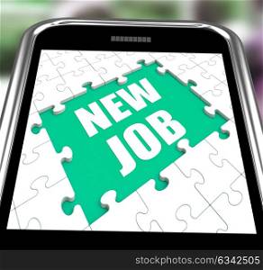 . New Job Smartphone Showing Changing Jobs Or Employment
