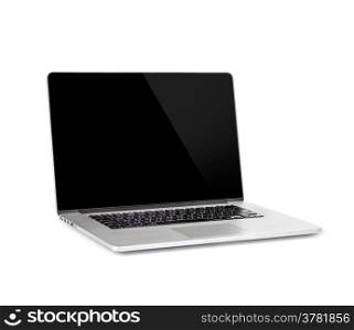 New laptop with a popular design. Isolated on white background