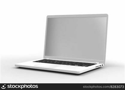 New model of laptop. Black blank display. Generate Ai. New model of laptop. Generate Ai