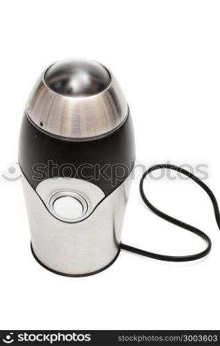 new modern electric coffee grinder white background