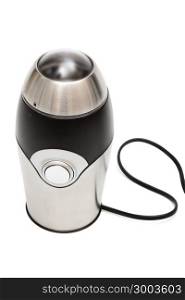 new modern electric coffee grinder white background