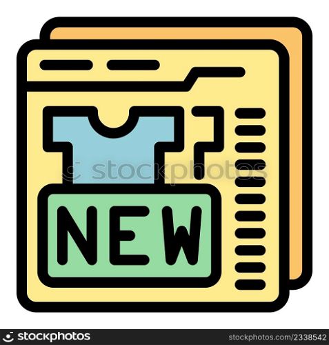 New online shop icon. Outline new online shop vector icon color flat isolated. New online shop icon color outline vector