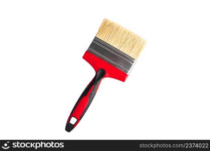 New paint brush with red handle isolated on a white background. Hand tools for repair. New paint brush with red handle isolated on white background. Hand tools for repair