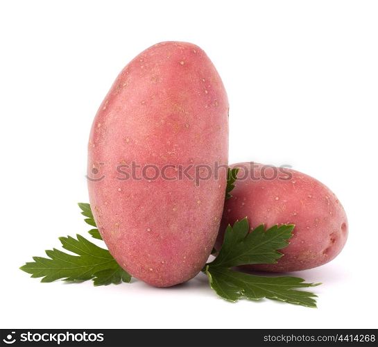 New potato tuber and parsley leaves isolated on white background cutout