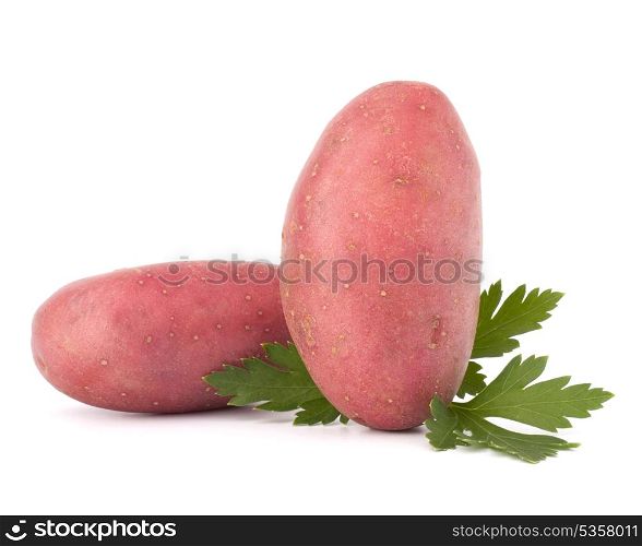 New potato tuber and parsley leaves isolated on white background cutout