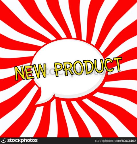 New product Speech bubbles yellow wording on Striped sun red-white background
