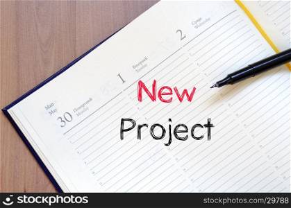 New project text concept write on notebook