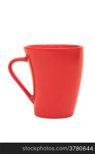 new red mug on a white background