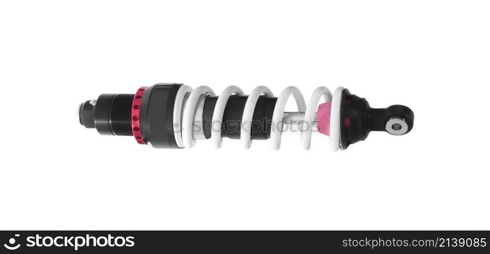 new shock absorber and spring isolated on white. new shock absorber and spring