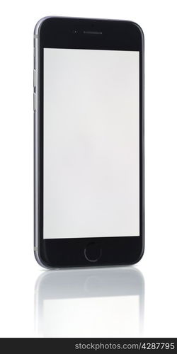 new Smartphone with blank screen on white background&#xA;