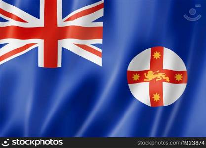 New South Wales state flag, Australia waving banner collection. 3D illustration. New South Wales state flag, Australia