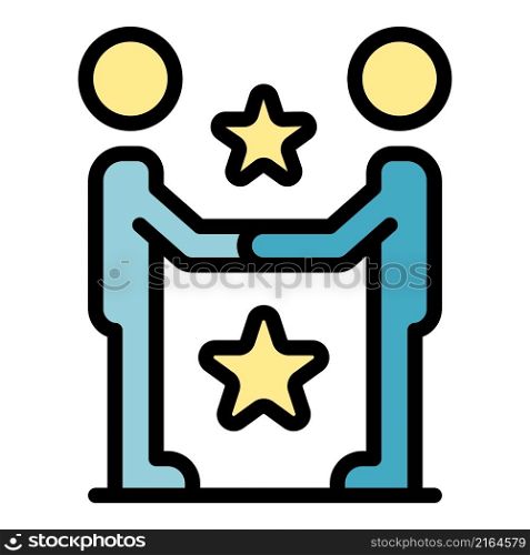 New star friendship icon. Outline new star friendship vector icon color flat isolated. New star friendship icon color outline vector