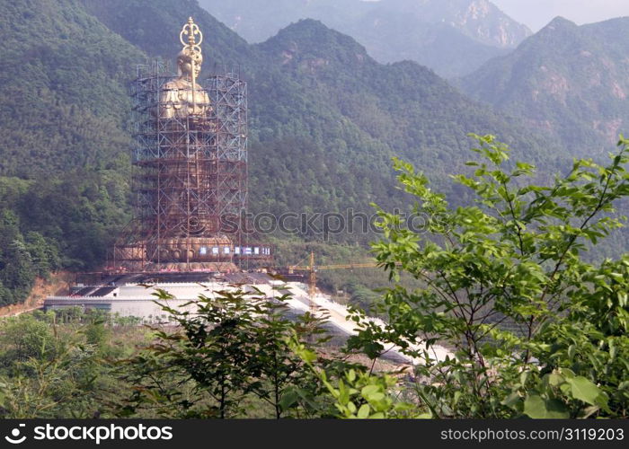 New statue of buddha Di Zang in Jiuhua Shan, China